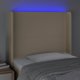 vidaXL Zaglowek για Κρεβάτι με LED, κρεμ, 93x16x118/128 cm, ύφασμα