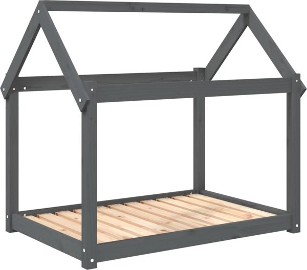 vidaXL vidaXL Legowisko dla psa, szare, 101x70x90 cm, lite drewno sosnowe