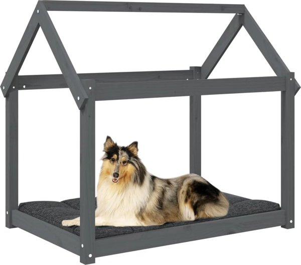 vidaXL vidaXL Legowisko dla psa, szare, 101x70x90 cm, lite drewno sosnowe