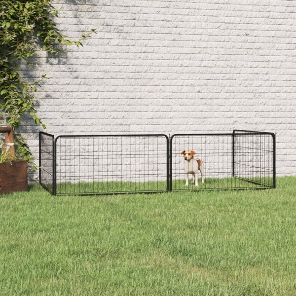 vidaXL vidaXL Kojec dla psa, 4 panele, czarny, 100x50 cm, stalowy