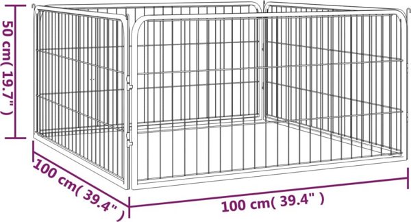 vidaXL vidaXL Kojec dla psa, 4 panele, czarny, 100x50 cm, stalowy