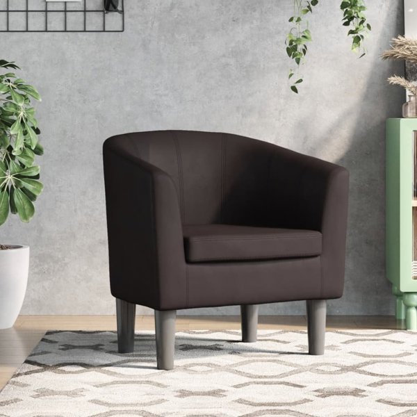 vidaXL Πολυθρόνα Κλαμπ, Καφέ, Επενδεδυμένη με Τεχνητό Δέρμα