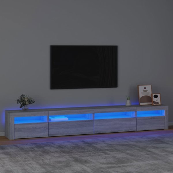 vidaXL Έπιπλο TV με LED φωτισμό, γκρι δρύς Sonoma, 270x35x40 εκ.