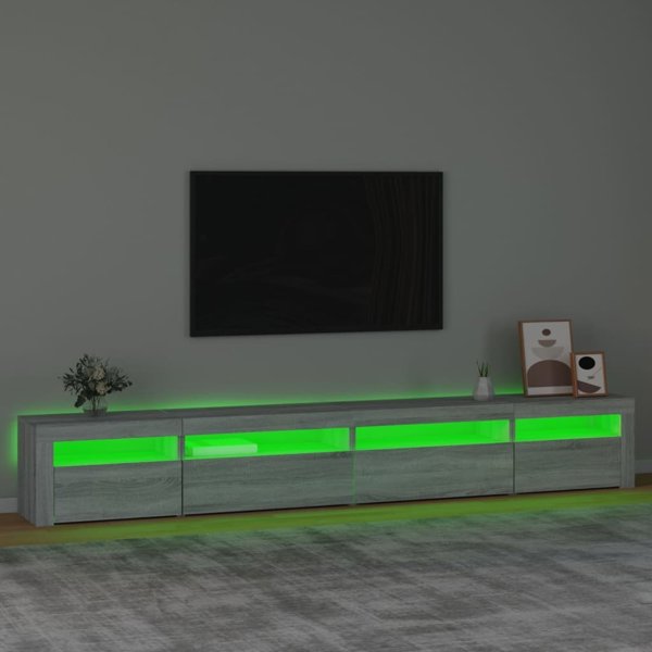 vidaXL Έπιπλο TV με LED φωτισμό, γκρι δρύς Sonoma, 270x35x40 εκ.