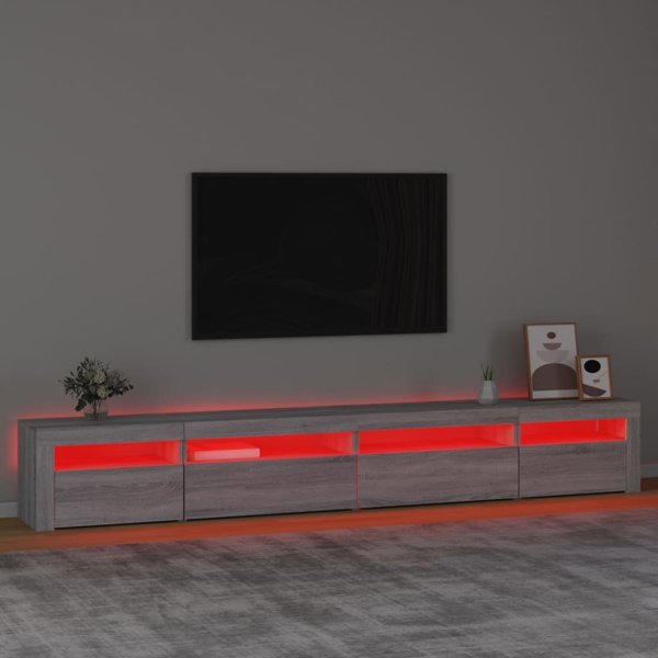 vidaXL Έπιπλο TV με LED φωτισμό, γκρι δρύς Sonoma, 270x35x40 εκ.