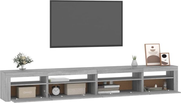 vidaXL Έπιπλο TV με LED φωτισμό, γκρι δρύς Sonoma, 270x35x40 εκ.