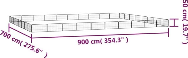 vidaXL vidaXL Kojec dla psa, 32 panele, czarny, 100x50 cm, stal
