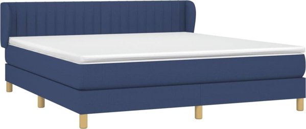 vidaXL Κοντινεντάλε Κρεβάτι 160x200cm Μπλε Υφασμάτινο