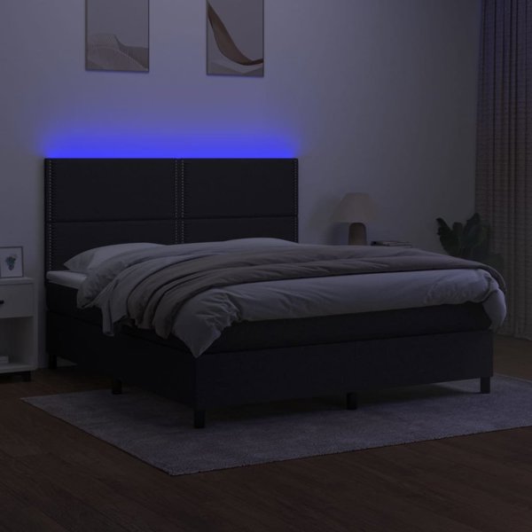 vidaXL Κοντινεντάλ κρεβάτι με στρώμα, μαύρο, 160x200 cm, ύφασμα