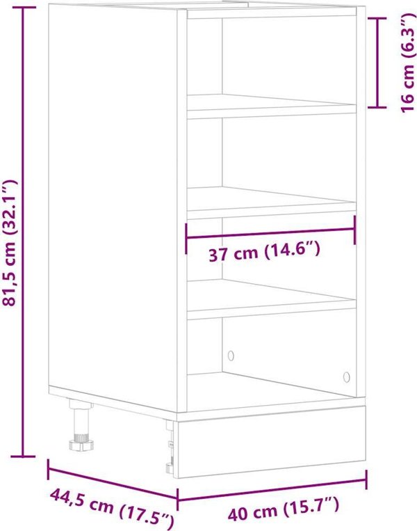 vidaXL Κάτω Ντουλάπι Κουζίνας Γκρι Τσιμέντου 40x44,5x81,5 εκ.