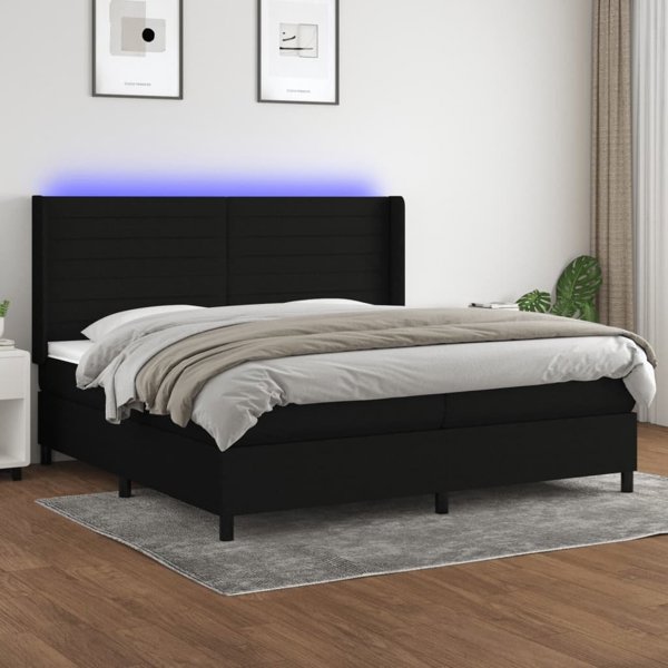 vidaXL Λύκνο Κοντινεντάλε με στρώμα, μαύρο, 200 x 200 cm, ύφασμα