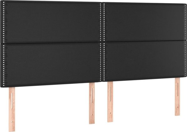 vidaXL Zagłówki για κρεβάτι, 4 τεμ., μαύρο, 100x5x78/88 εκ., συνθετικό δέρμα