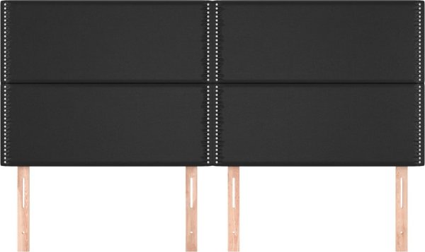 vidaXL Zagłówki για κρεβάτι, 4 τεμ., μαύρο, 100x5x78/88 εκ., συνθετικό δέρμα