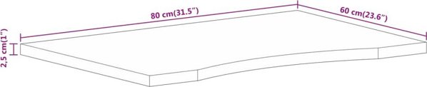 vidaXL Επιφάνεια γραφείου με κοπή, 80x60x2,5 εκ, ωμό ξύλο μάνγκο