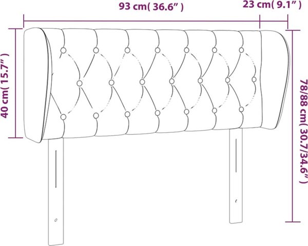 vidaXL Zaglowek uszak, czarny, 93x23x78/88 cm, tkanina