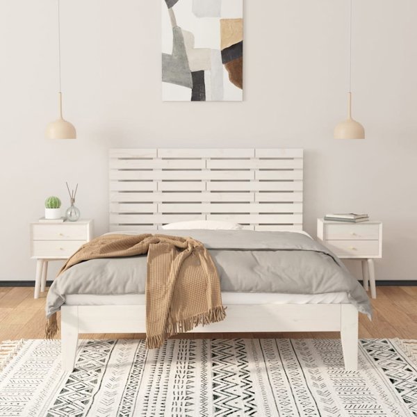 vidaXL Κεφαλάρι κρεβατιού λευκό, 126x3x63 cm, μασίφ πεύκο