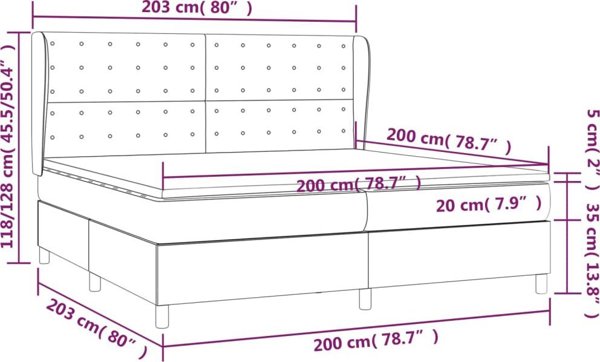 vidaXL Κρεβάτι Continental με στρώμα, μαύρο, οικολογικό δέρμα 200x200 εκ
