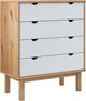 vidaXL Komoda με συρτάρια, καφέ-λευκή, 76,5x39,5x90 εκ, από μασίφ πεύκο