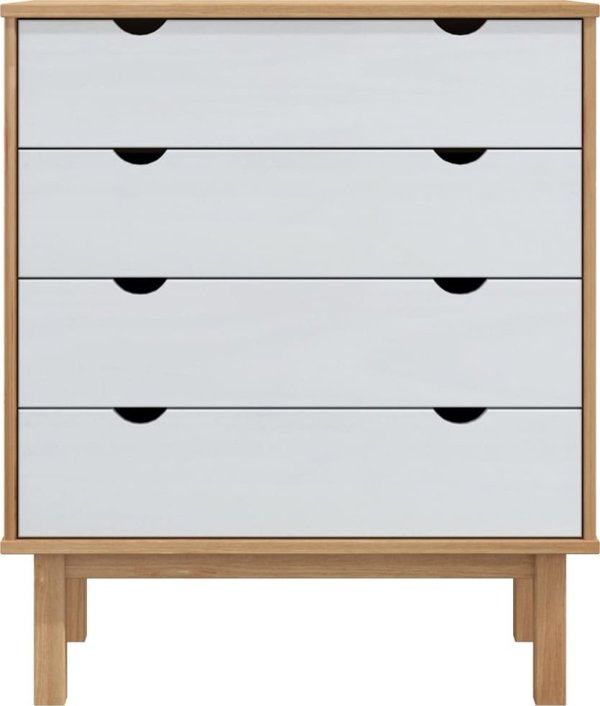 vidaXL Komoda με συρτάρια, καφέ-λευκή, 76,5x39,5x90 εκ, από μασίφ πεύκο