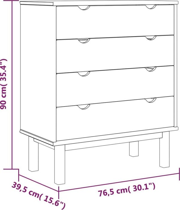 vidaXL Komoda με συρτάρια, καφέ-λευκή, 76,5x39,5x90 εκ, από μασίφ πεύκο