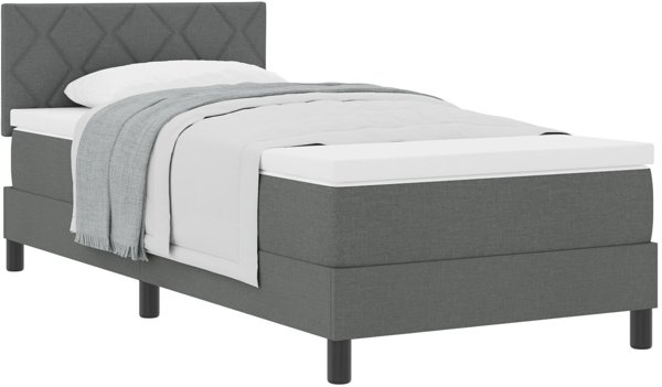 vidaXL Κρεβάτι Box Spring με Στρώμα 90x200 εκ. Σκούρο Γκρι Υφασμάτινο