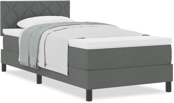 vidaXL Κρεβάτι Box Spring με Στρώμα 90x200 εκ. Σκούρο Γκρι Υφασμάτινο