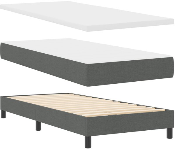 vidaXL Κρεβάτι Box Spring με Στρώμα 90x200 εκ. Σκούρο Γκρι Υφασμάτινο