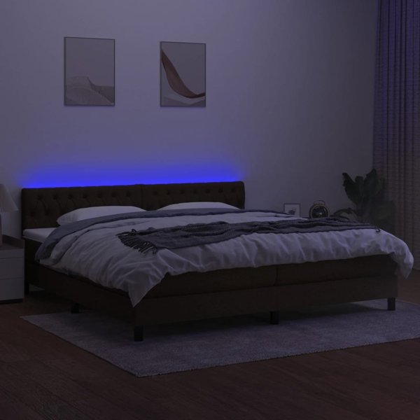 vidaXL Κοντινενταλ κρεβατι με στρωμα, καφε, 200x200 cm, υφασμα