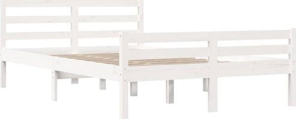 vidaXL Πλαίσιο κρεβατιού, λευκό, μασίφ ξύλο, 150x200 cm, King Size