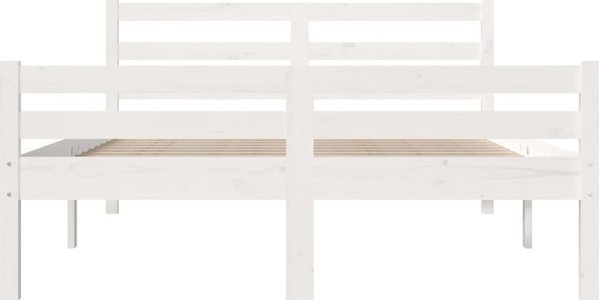 vidaXL Πλαίσιο κρεβατιού, λευκό, μασίφ ξύλο, 150x200 cm, King Size