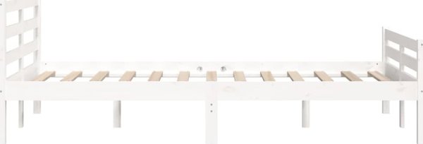 vidaXL Πλαίσιο κρεβατιού, λευκό, μασίφ ξύλο, 150x200 cm, King Size