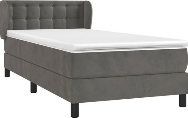vidaXL Λοιζκο kontynentalne z materacem ciemnoszary aksamit 100x200cm