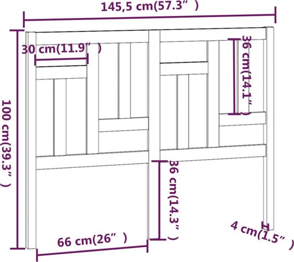 vidaXL Κεφαλάρι κρεβατιού, 145,5x4x100 cm, μασίφ πεύκο