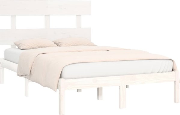 vidaXL Rama lozka biala lite drewno 120x200 cm