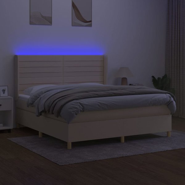 vidaXL Κρεβάτι κοντινένταλ με στρώμα, κρεμ, 160x200 εκ.