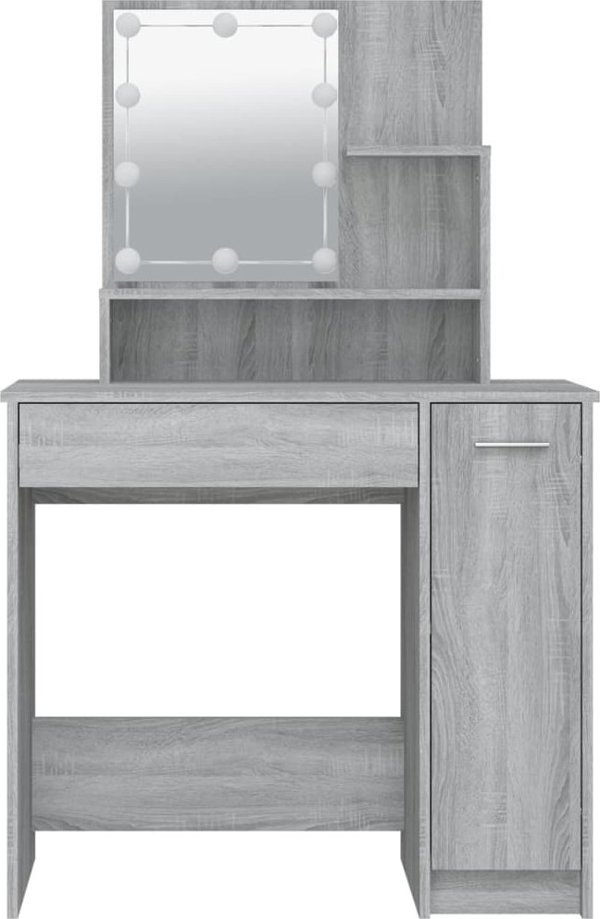 vidaXL Τουαλέτα με LED, Sonoma δρυς γκρι, 86,5x35x136 cm