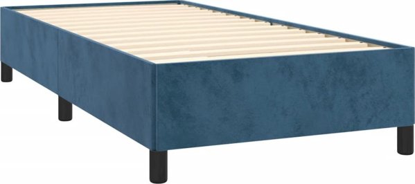 vidaXL Κρεβάτι με στρώμα, μπλε, βελούδο, 90x200 εκ.