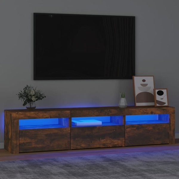 vidaXL Τηλεοπτική βάση με φωτισμό LED, καπνιστό δρύς, 180x35x40 εκ