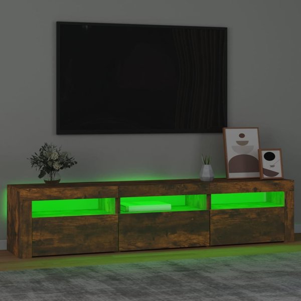 vidaXL Τηλεοπτική βάση με φωτισμό LED, καπνιστό δρύς, 180x35x40 εκ