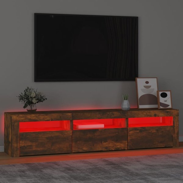 vidaXL Τηλεοπτική βάση με φωτισμό LED, καπνιστό δρύς, 180x35x40 εκ