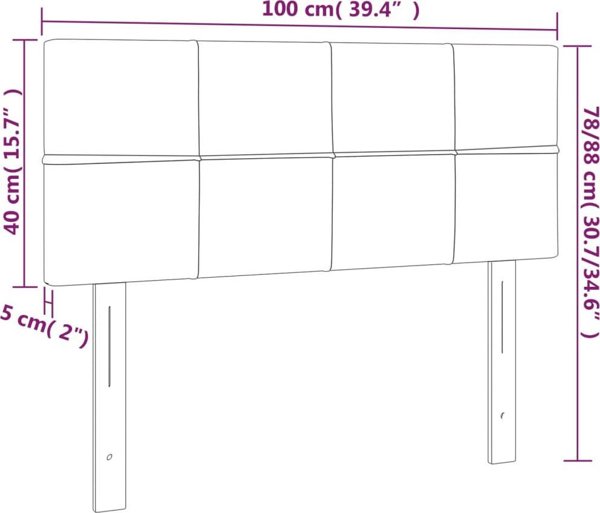 vidaXL Zaglouhek gia krevatia me LED, skouro gkri, 100x5x78/88 cm, yfasma