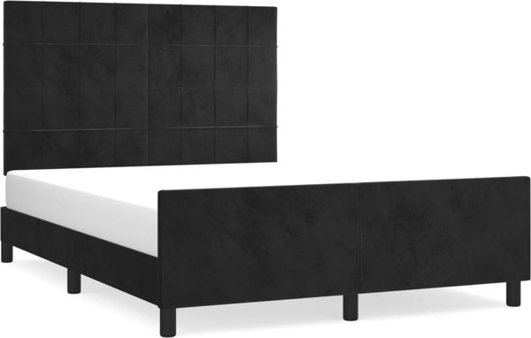 vidaXL Rama lozka me zaglok, μαύρη, 140x190 cm, βελούδο