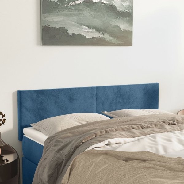 vidaXL Κεφαλάρια, 2 τμχ, σκουρομπλε, 72x5x78/88 εκ, βελούδο