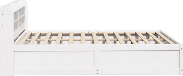 vidaXL Rama κρεβατιού με κεφαλάρι, λευκή, 150x200 cm, μασίφ πεύκο