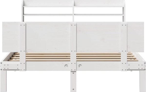 vidaXL Ράμα κρεβατιού με κεφαλάρι, λευκό, 150x200 εκ., μασίφ πεύκο