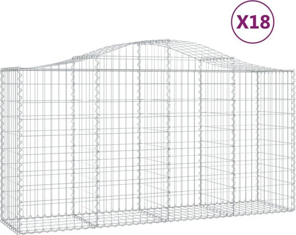 vidaXL Kosze gabionowe, 18 τεμ, 200x50x100/120 εκ, γαλβανιζέ σίδηρος