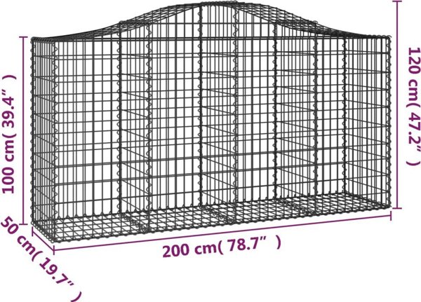 vidaXL Kosze gabionowe, 18 τεμ, 200x50x100/120 εκ, γαλβανιζέ σίδηρος