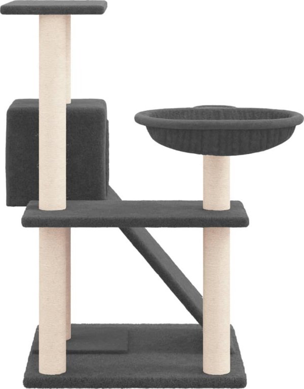 vidaXL Drapak dla kota z sizalowymi slupkami, ciemnoszary, 82 cm