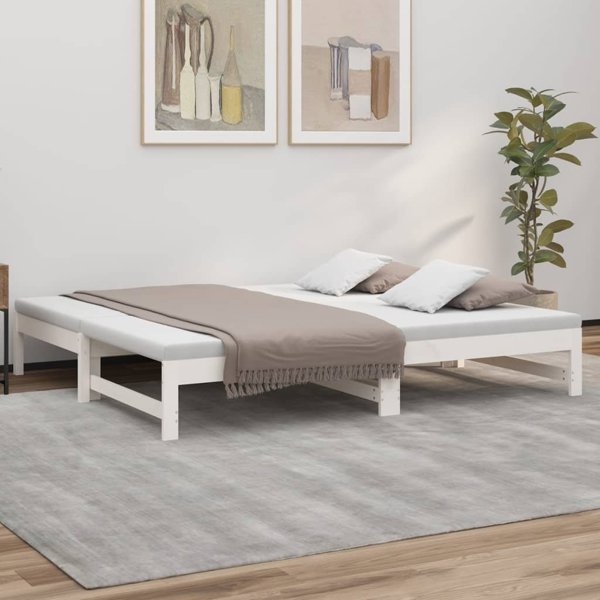 vidaXL Lozko rozsuwane biale 2x(90x190) cm lite drewno sosnowe
