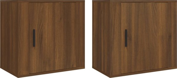 vidaXL Κρεμαστά κομοδίνα, σετ 2 τμχ, καφέ δρυς, 50x30x47 cm